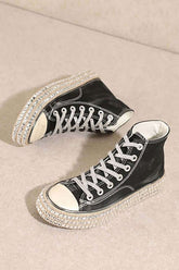 D-Chantel High Top Studded Sneakers  Black US 10
